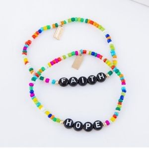 ⭐️TRENDY⭐️ MULTICOLOR BEAD “FAITH/HOPE” BRACELET